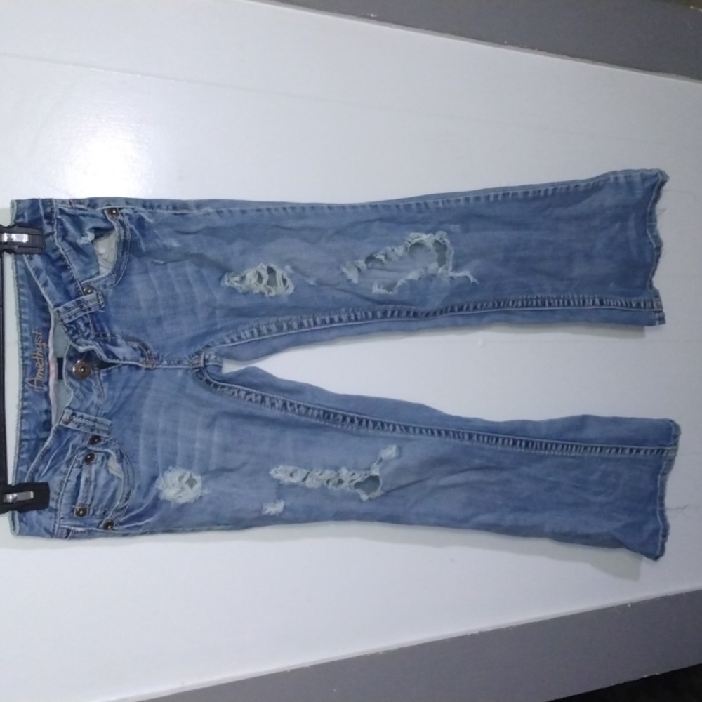 Amethyst distressed and frayed jeans